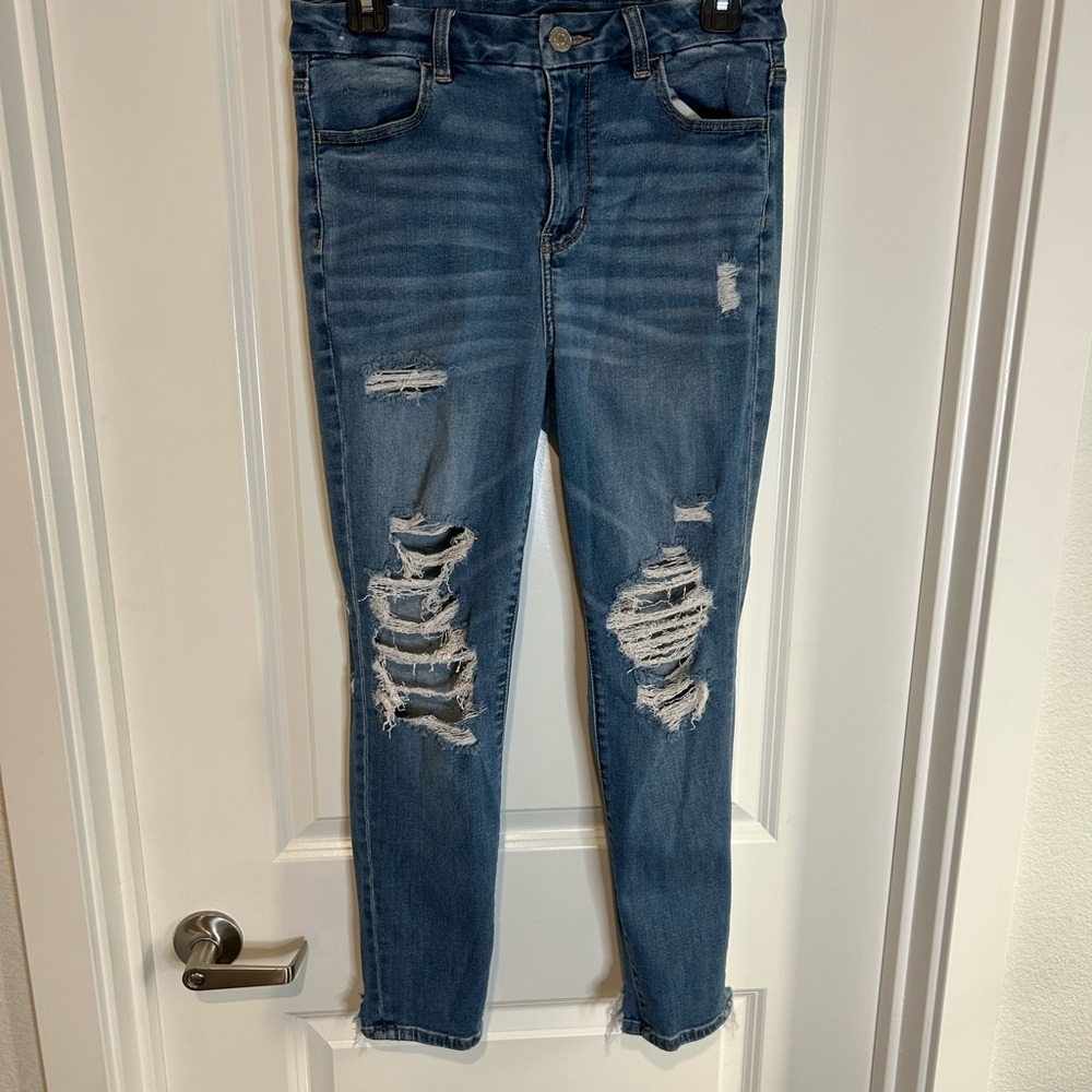 Distressed Blue Jeans